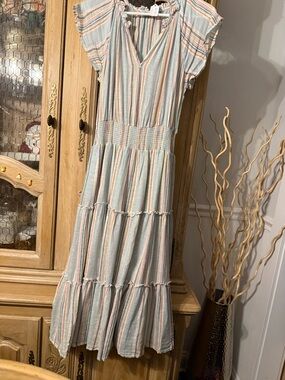 Rails Lightweight Pastel Stripe Tiered Maxi Dress - Pastel Multicolor